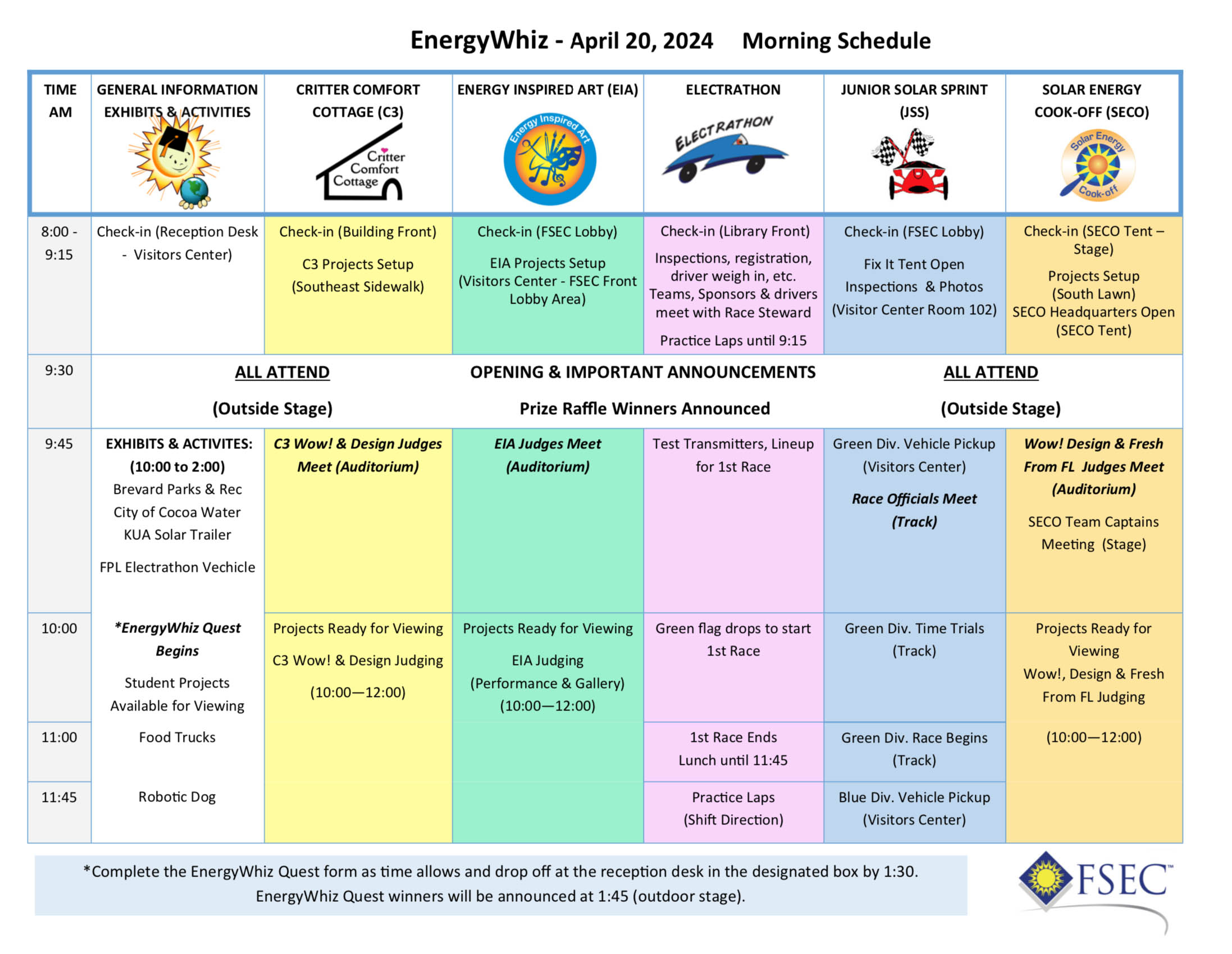 Morning Schedule, EnergyWhiz - April 20, 2024